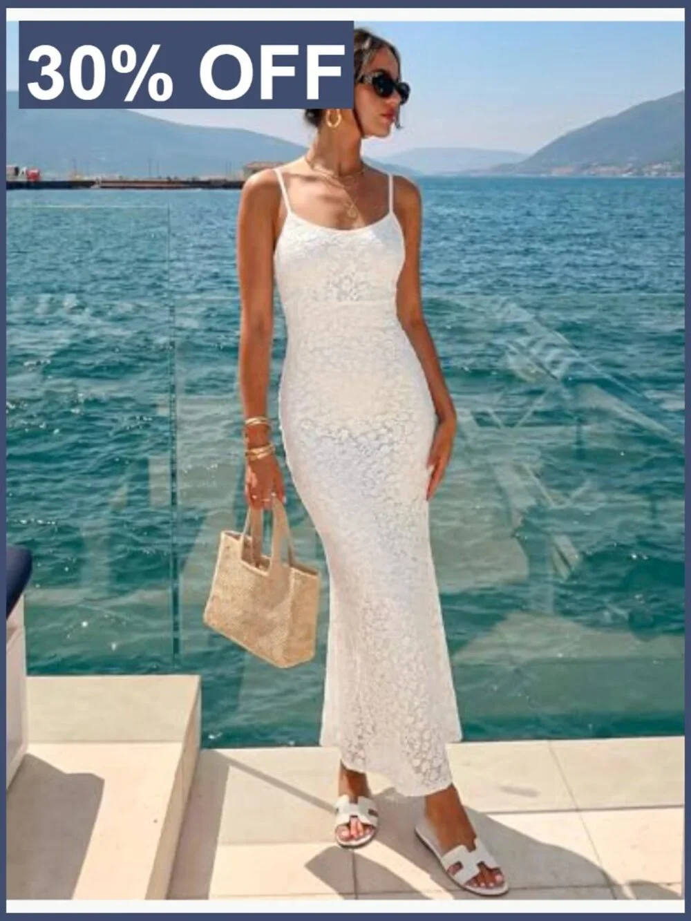 Floral Bodycon Midi Dress Spaghetti Straps Square Neck Sleeveless Summer Casual - Picture 2 of 7